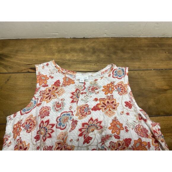 J.Jill Tank Top Womens Small Multicolor Floral Print Twist Front Linen Casual - Picture 4 of 9